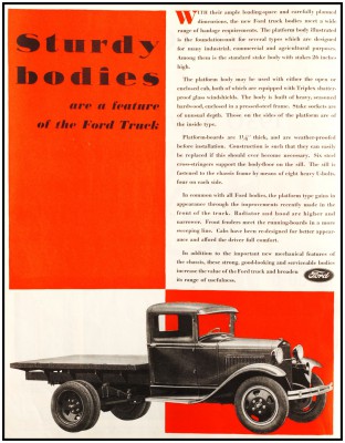Реклама характеристик грузового автомобиля Ford AA